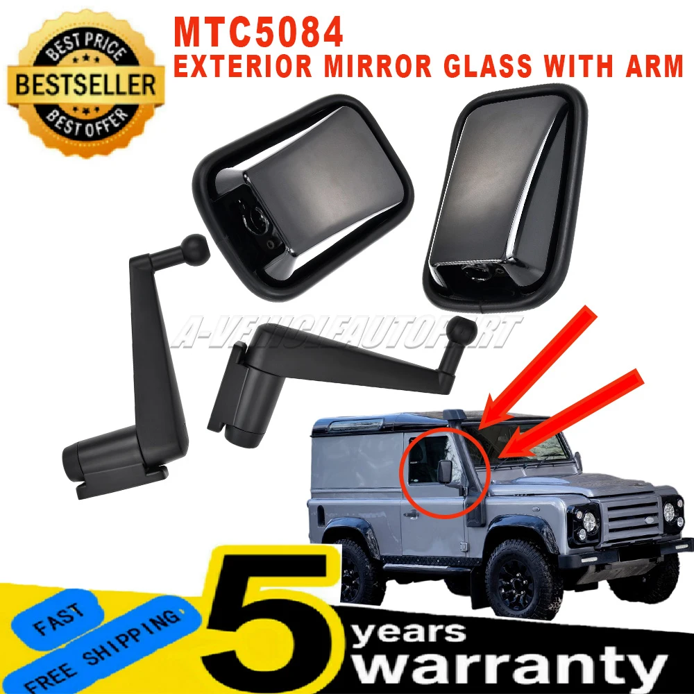 MTC5084 For Land Rover Defender Station Wagon 4x4 L316 L317 New Door Exterior Mirror Glass And Arm Set Black car accessories