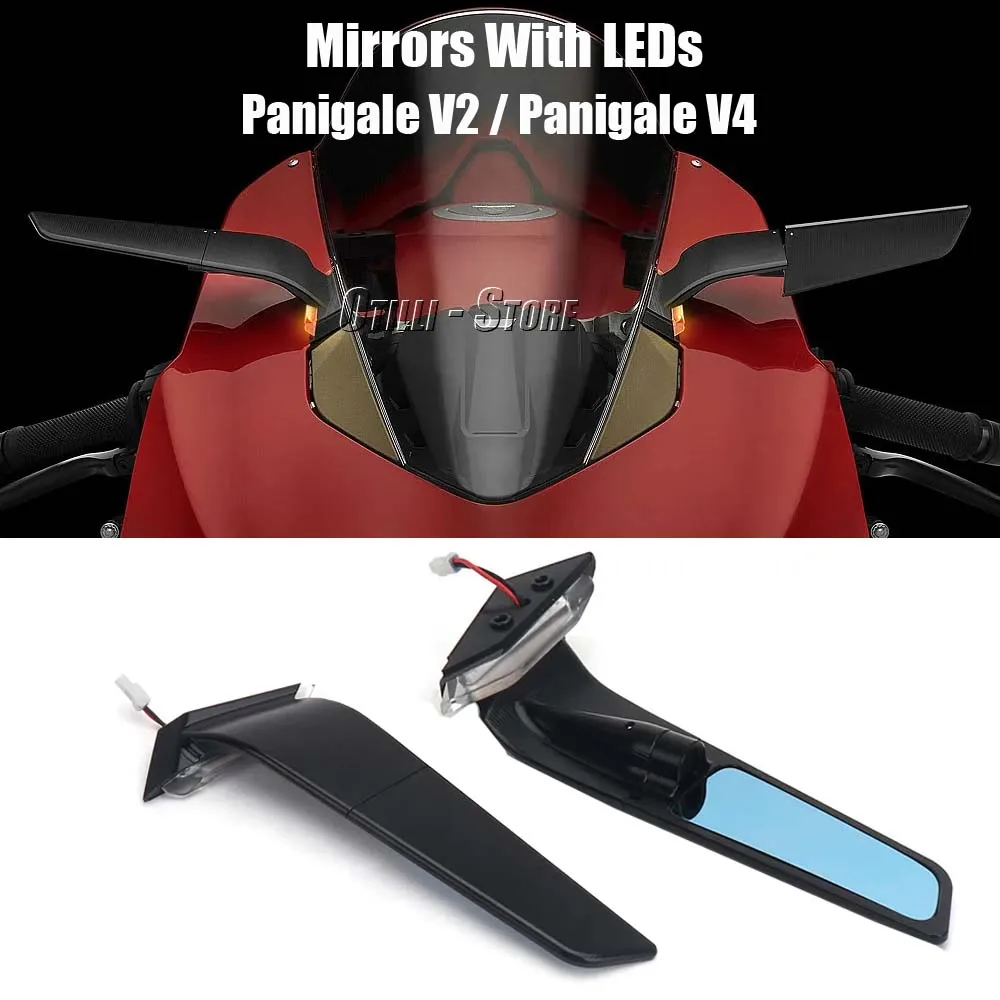 

For Ducati Panigale V2 2020-2023 PANIGALE V4 2019-2022 Motorcycle Rearview Mirrors with LED Rotating Adjustable Wing Mirrors