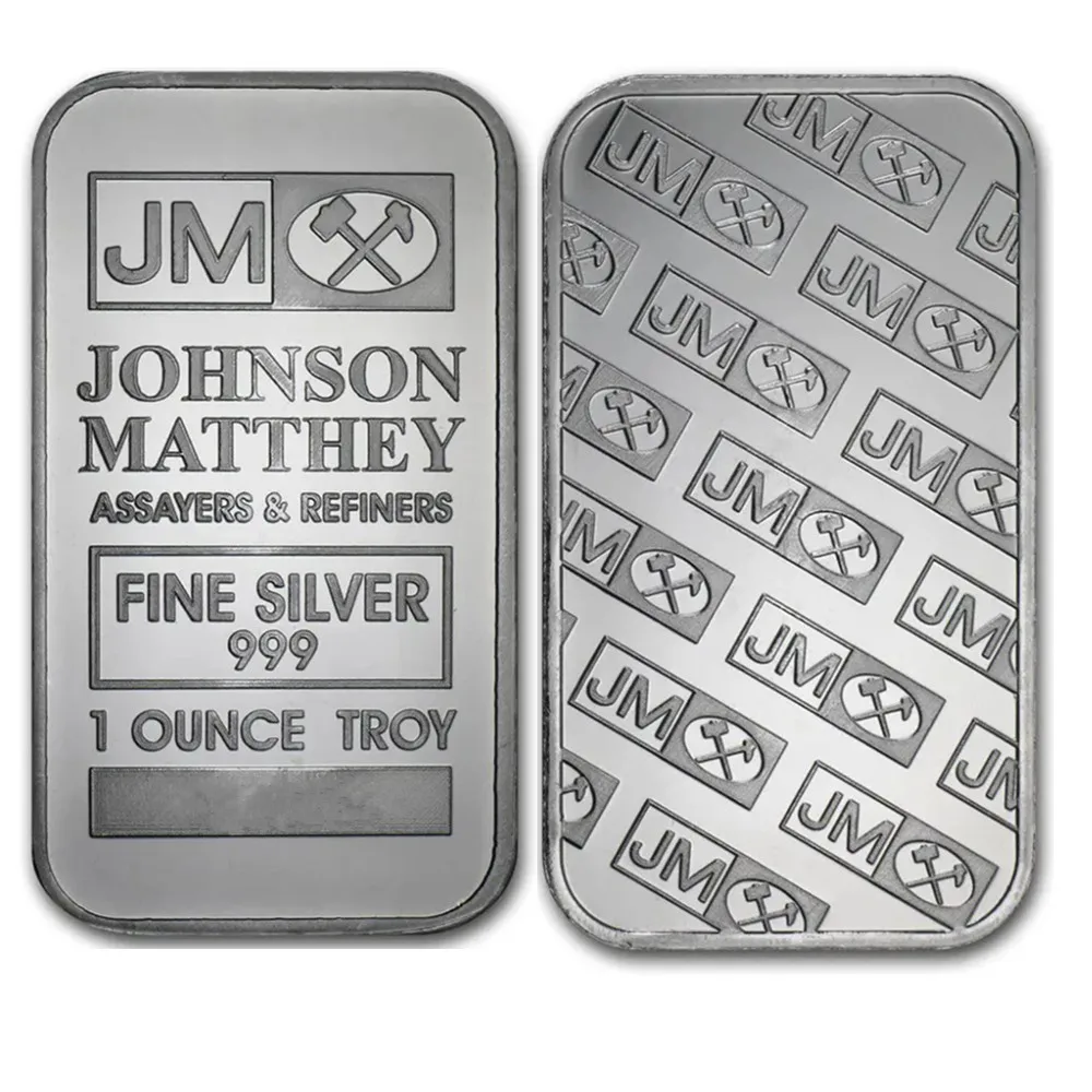 1 Ounce Troy Johnson Matthey Gold Plated Bar JM Silver Bar Silver High Quality No Magnetic  Collectible Home - Protective ration