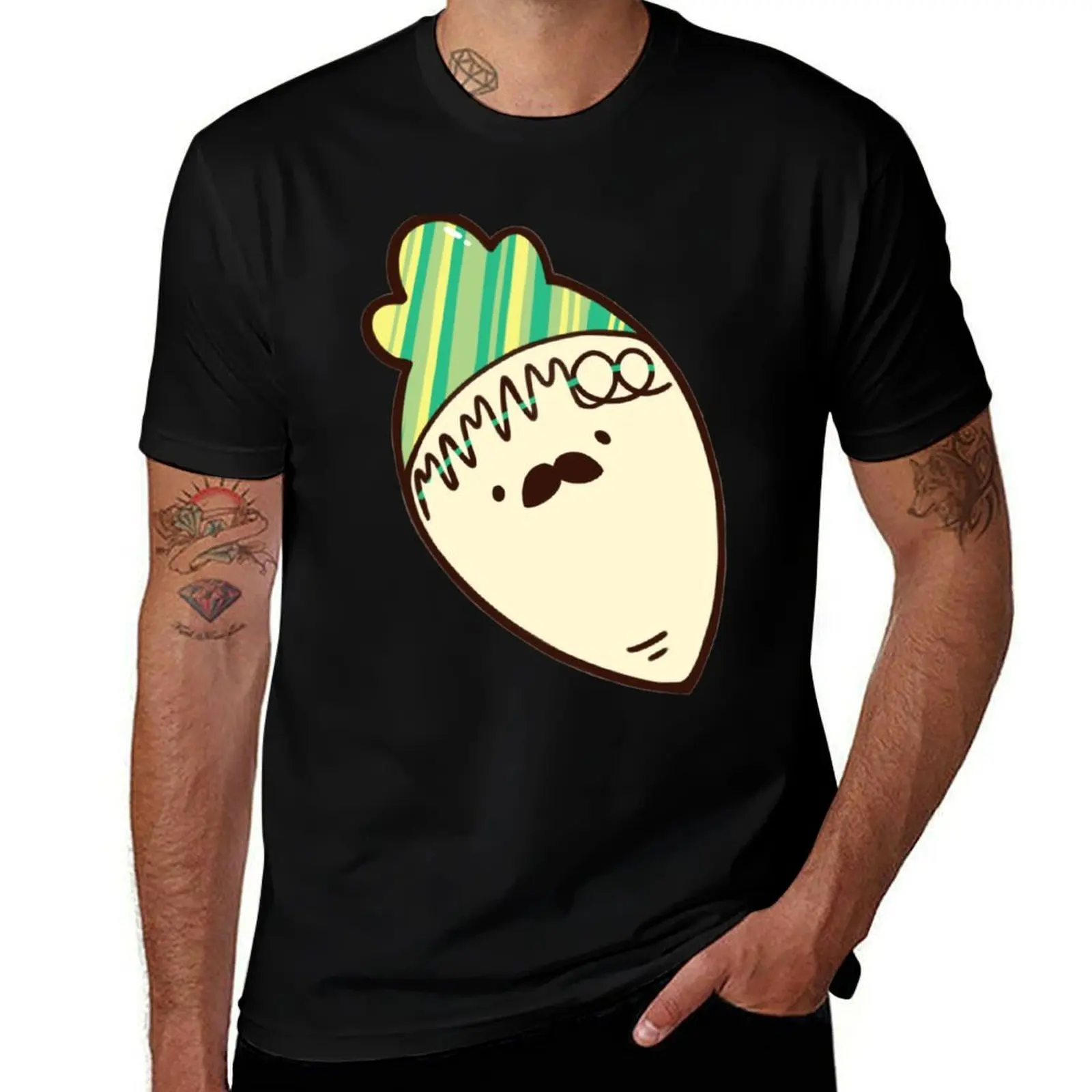 

MAMAMOO -Design Radish with Mustache T-Shirt Basic Solid Tee for Daily Use