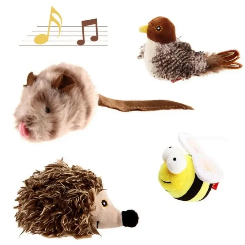 Hot Sell New Cat Toy Sparrow Shaped Funny Bird Simulation Sound Toy Pet Interactive Sounding Plush Doll Pet Supplies