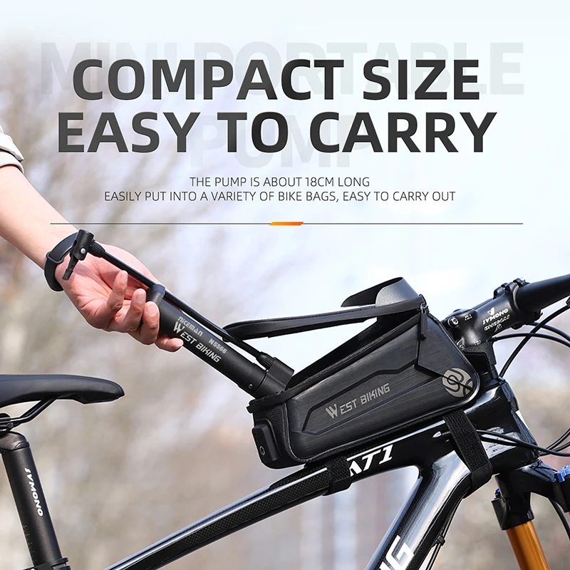 WEST BIKING Bike Hand Pump 80PSI Presta Schrader Valve Universal Floor Pump MINI Portable Tire Inflator MTB Road Bicycle Pump