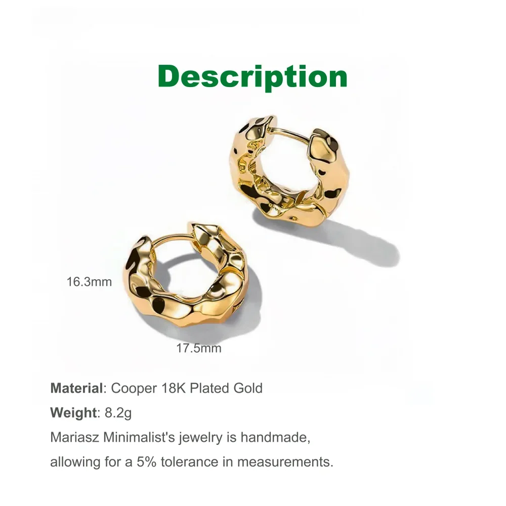 Mariasz Minimalist Hot Sell Trendy Plated Gold Color Circle Earrings for Women Ear Korean Hoop Copper Earrings Classic Jewelry