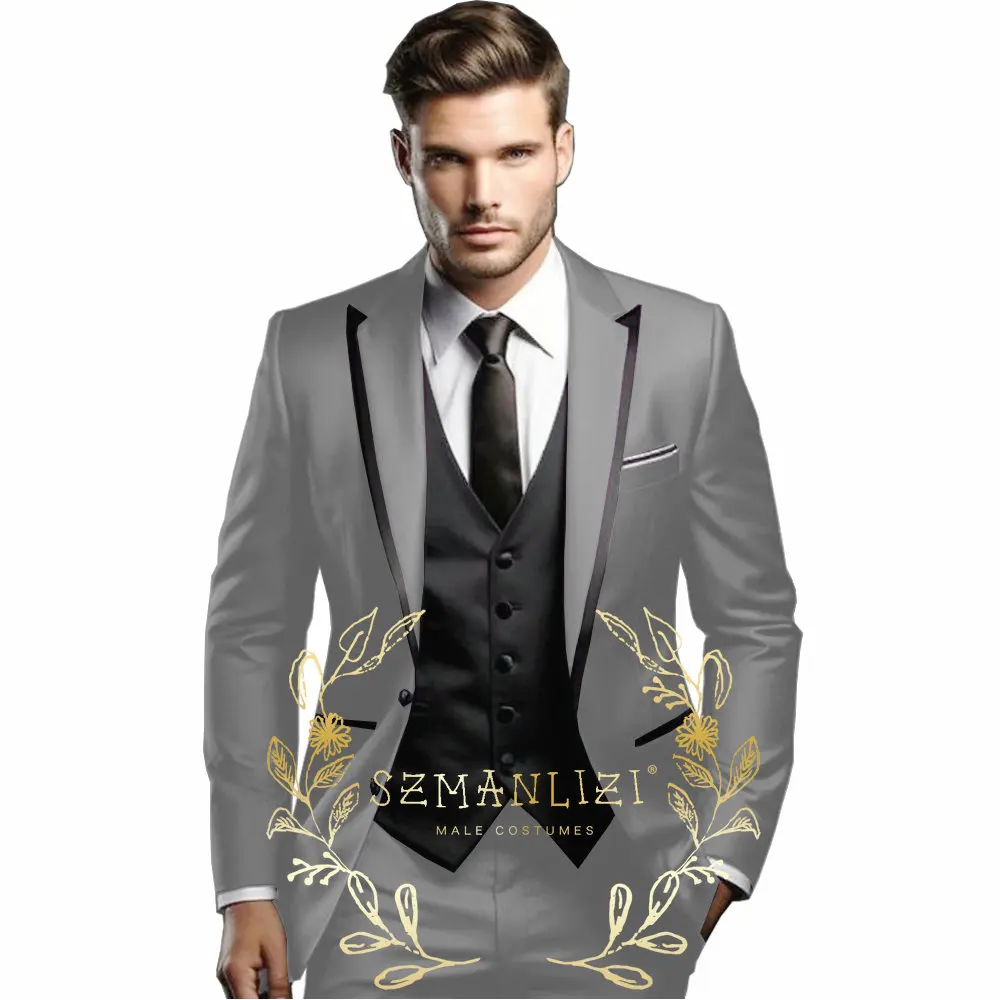 Italian Design Brown Wedding Suits For Men Slim Fit Groom Tuxedos 3 Pieces Business Male Prom Blazer Vest Pant Costume Homme