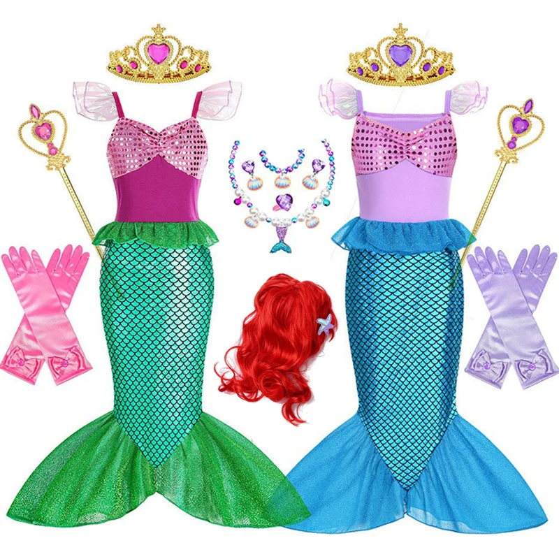 Girl Little Mermaid Costume Halloween Kid Dress for Girls Children Carnival Birthday Party Clothes Cosplay Mermaid Dress