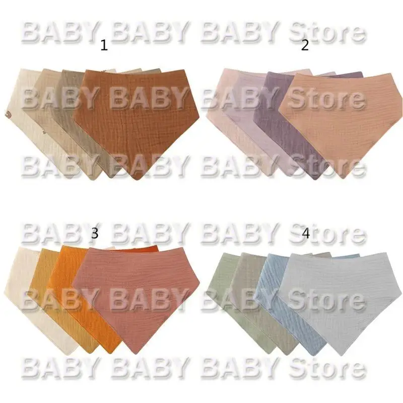 

Q81A Toddler Drool for Triangle Scarf Newborn Solid Color Muslin Absorbent Saliva Tow