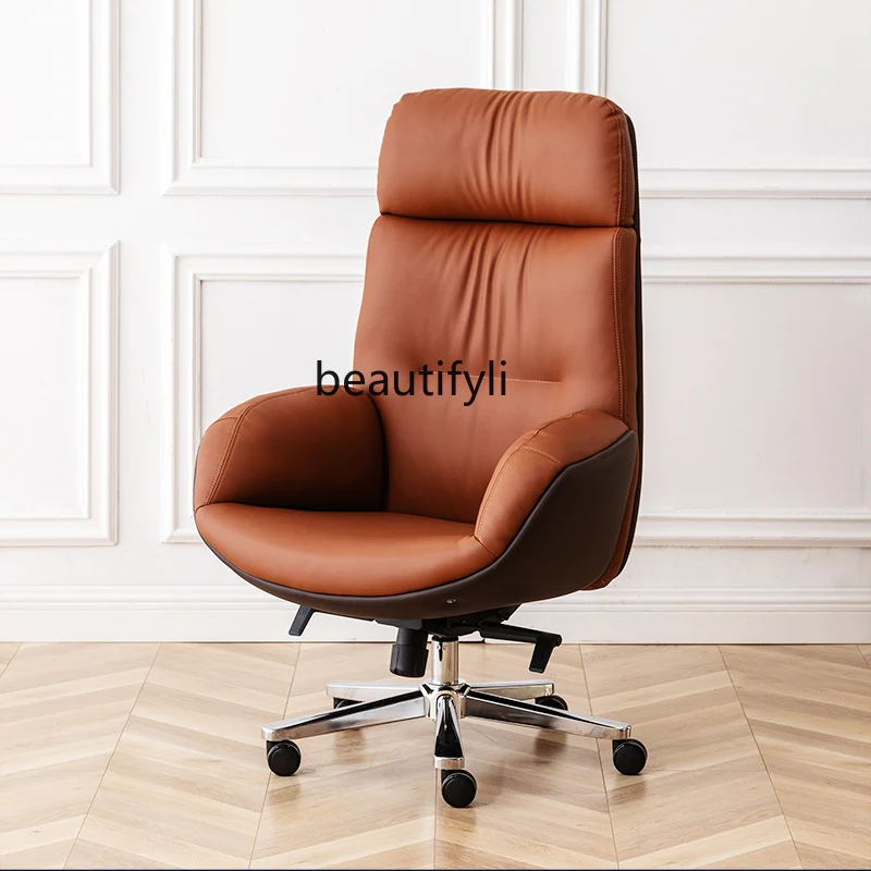 

CXH Comfortable Leather Executive Chair Business Executive Chair Cowhide Reclining Office Chair Sofa Seat