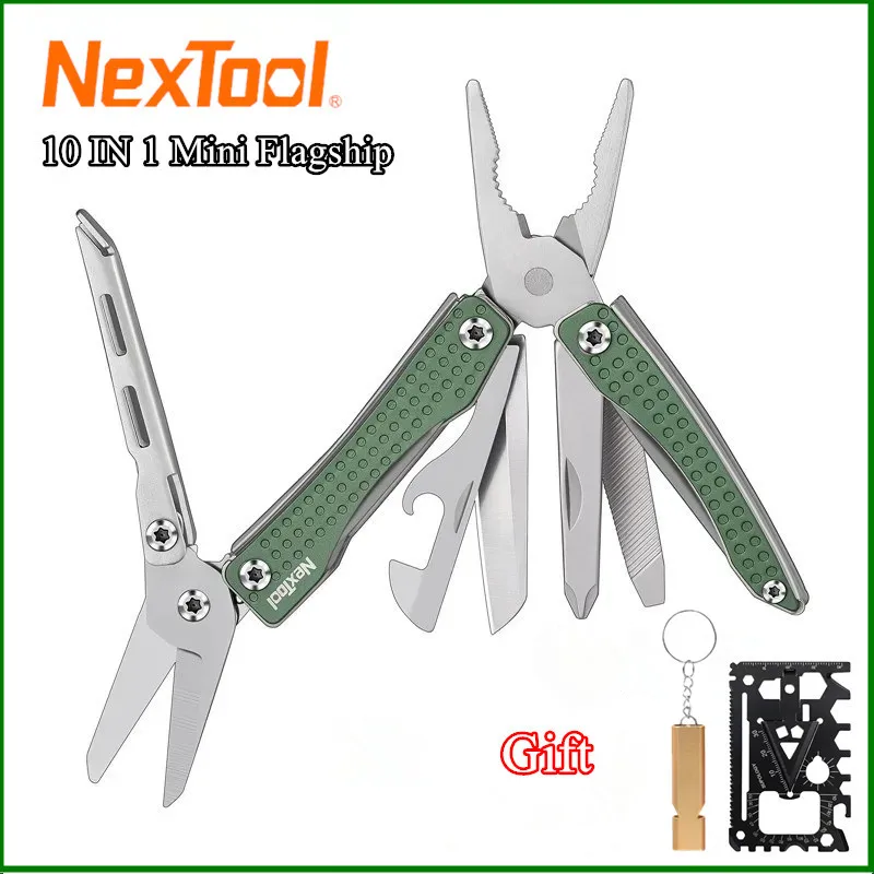 NexTool Mini Flagship Red/Green 10 IN 1 Multi Functional Folding EDC Hand Tool Screwdriver Mini Pliers Bottle Opener Outdoor