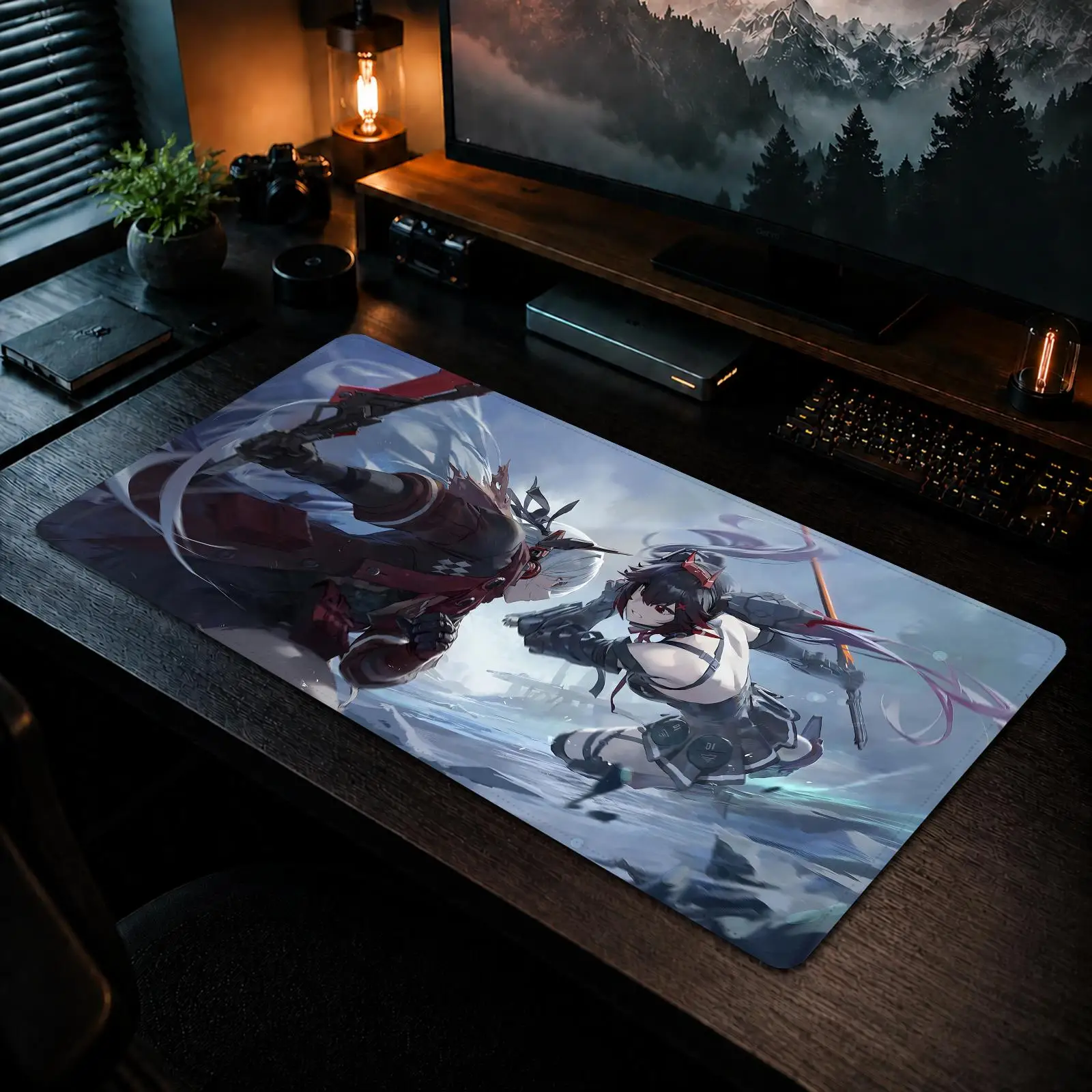 Punishing Gray Raven Mauspad für Gaming und Büro, rutschfeste Schreibtischunterlage, DIY-Mauspad, große Spiel-Tastaturunterlage mit Overlock