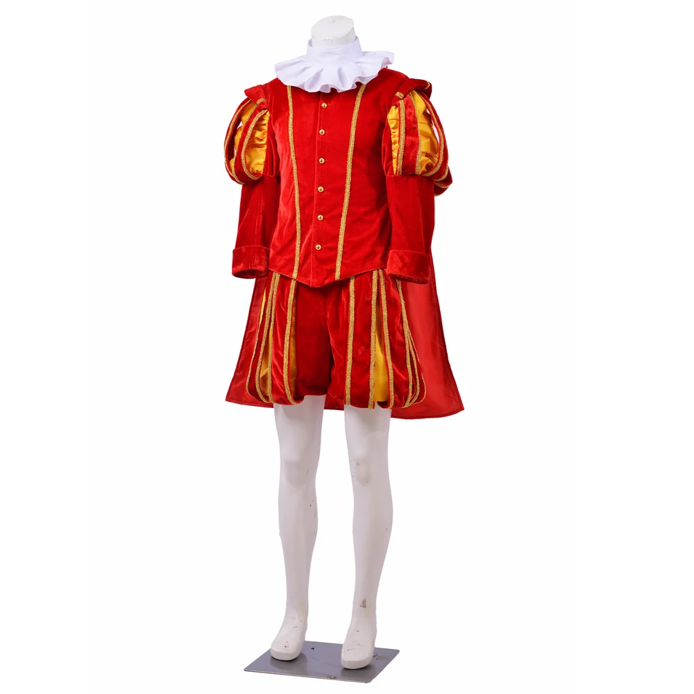 

16th Century King Henry VIII Luxury Costumes Red Uniform Set With Hat Tudor Uniform Noble Court Costume Regency Outfit Custom Ma
