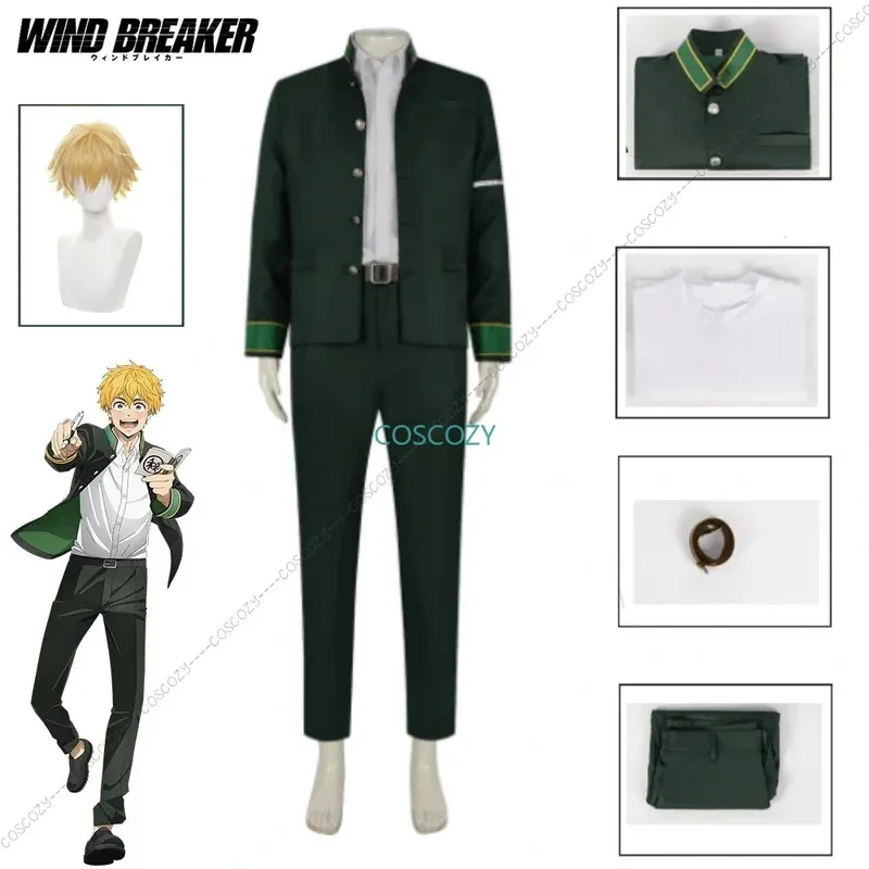 sisi 22332024 جديد أنيمي الرياح قواطع Akihiko Nirei تأثيري حلي شعر مستعار روز صافي Furin زي مدرسي الثانوية دعوى سترة معطف السراويل