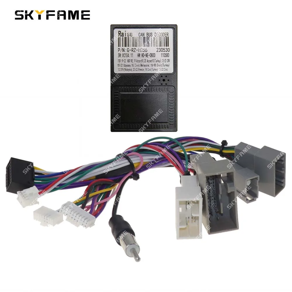 SKYFAME Car 16Pin Wiązka przewodów Adapter Canbus Box Dekoder Radio Kabel zasilający do Honda CRV CR-V Civic HD-RZ-56 G-RZ-HD56