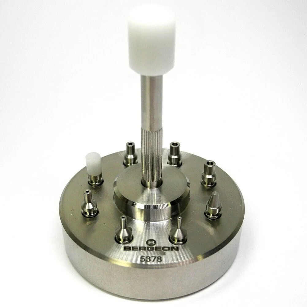 Bergeon 5378 Watch Hand Fitting Setting Swiss Tool 9 Stakes On Holder