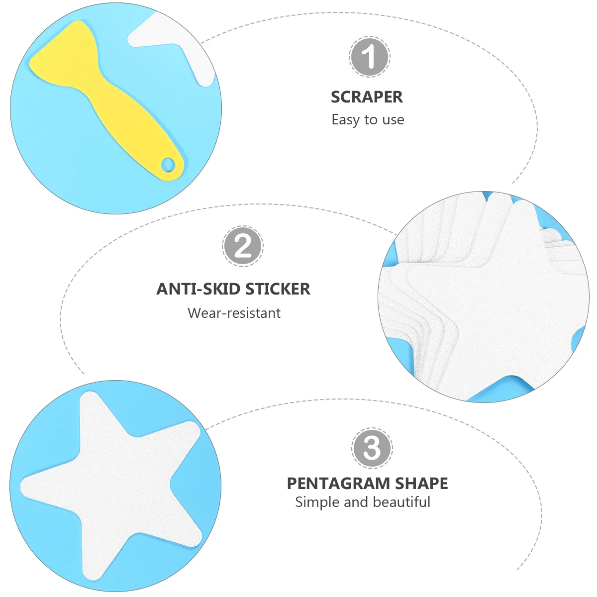 

24pcs Non-Slip Stickers For Bathtub Transparent Adhesive Treads Sproof Paste Wear-Resistant Strips Star-Shaped Bathroom