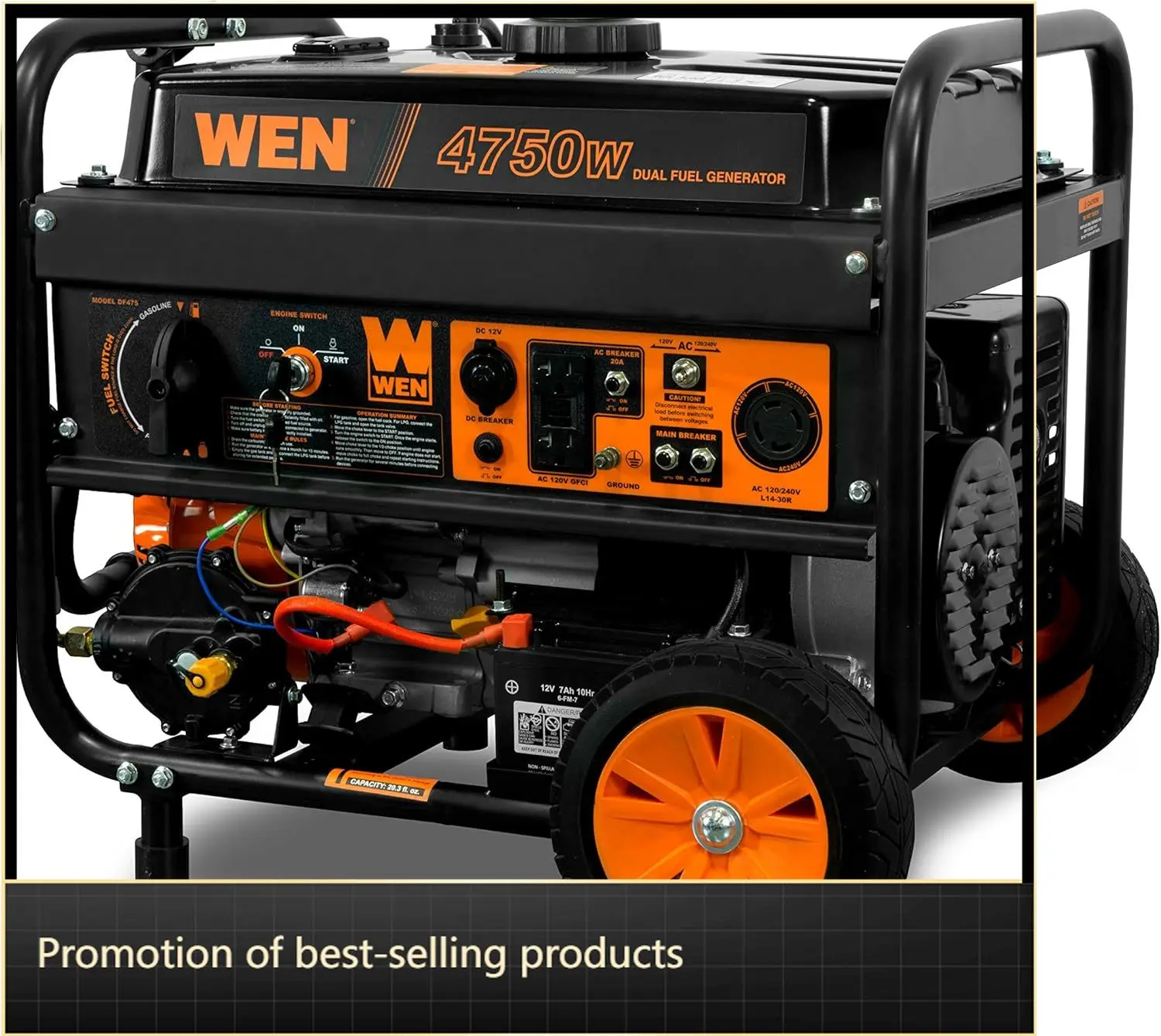 

120V 240V Dual Fuel Portable Generator 4750 Watt Electric Start Wheel Kit