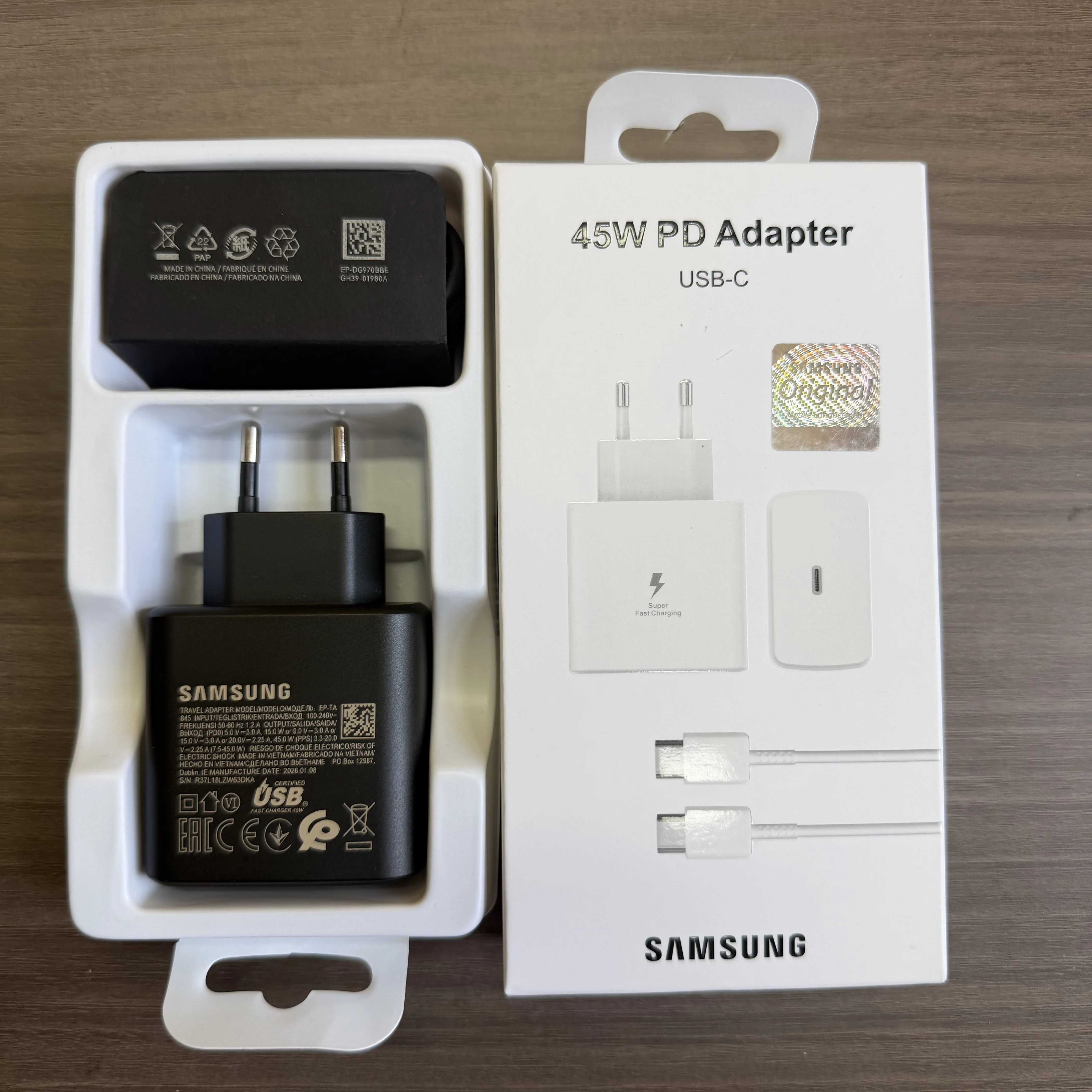 Samsung 45W Charger Super Fast Charge Adapter 1M Type C For Galaxy S26 S25 S24 S23 S22 S21 S20 Note 20 Ultra 10 Z Flip Fold 6 5