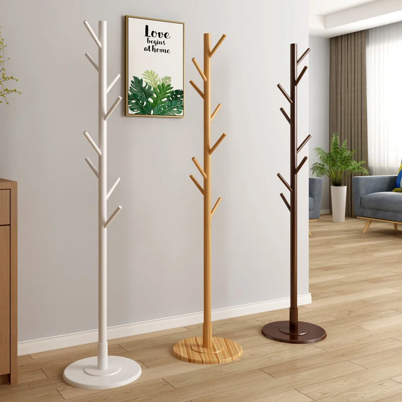 European-style Solid Wood Standing Coat Rack Creative Disc Bottom Clothes Hooks Bedroom Living Room Floor Rack For Clothes