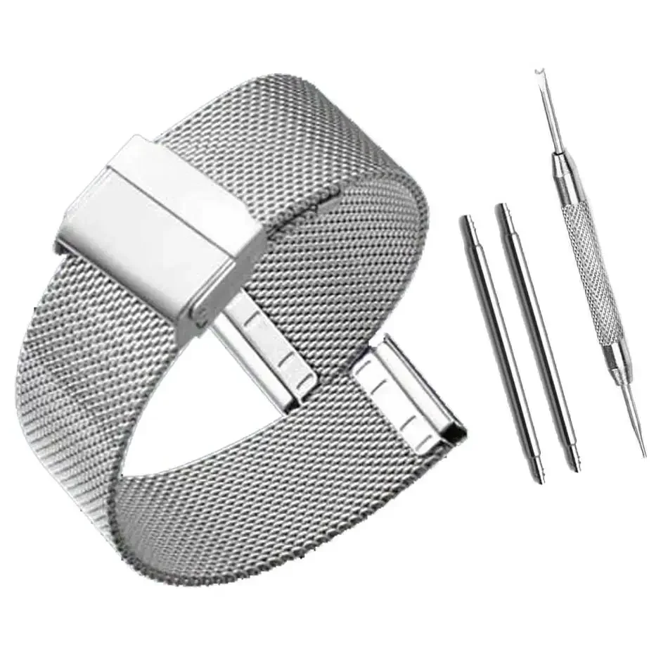 Milanese حزام (استيك) ساعة 12 مللي متر 14 مللي متر 16 مللي متر 18 مللي متر 20 مللي متر 22 مللي متر 24 مللي متر العالمي الفولاذ المقاوم للصدأ المعادن حزام (استيك) ساعة حزام سوار أسود ارتفع الذهب