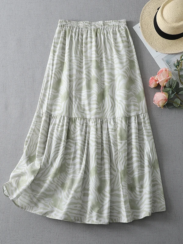 

Casual Floral Print Half Skirt Women's Summer Thin Slimming Design Casual Versatile A-Line Skirt Loose Fit Ladies Skirts