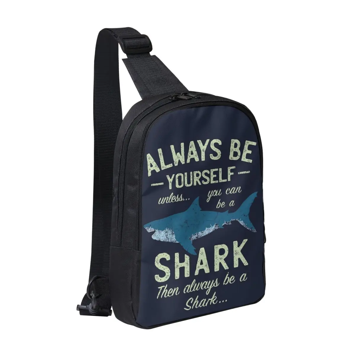 

Always Be A Shark Chest Bag Men Sling Crossbody Backpack Chest Bag Traveling Hiking Daypack Shoulder Bag