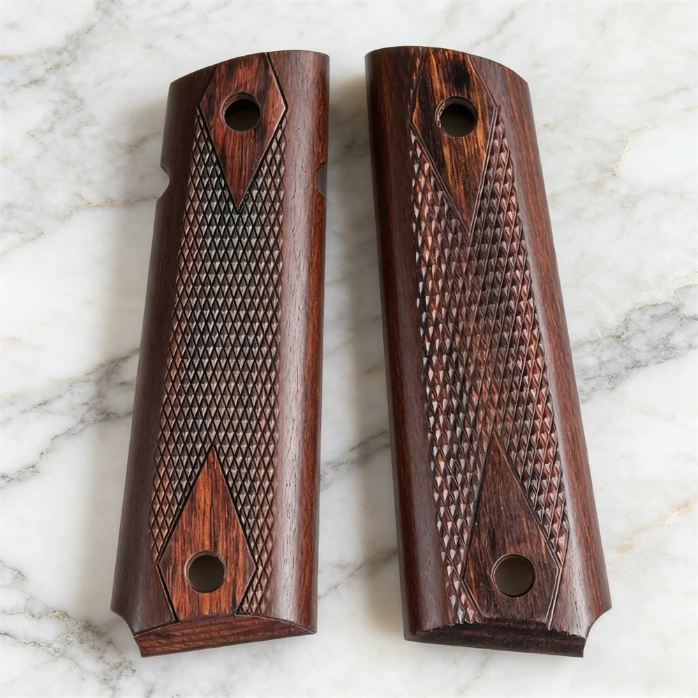 1 Par de Empuñaduras Clásicas de Caoba para 1911, Parche de Madera Antideslizante, Material Decorativo para Empuñaduras