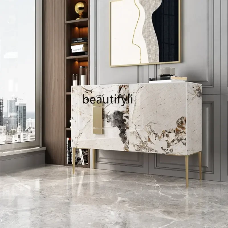 

ss newLight Luxury Stone Plate Entrance Cabinet Hallway Curio Cabinet Simple Modern Home Creative Storage Sideboard Cabinet