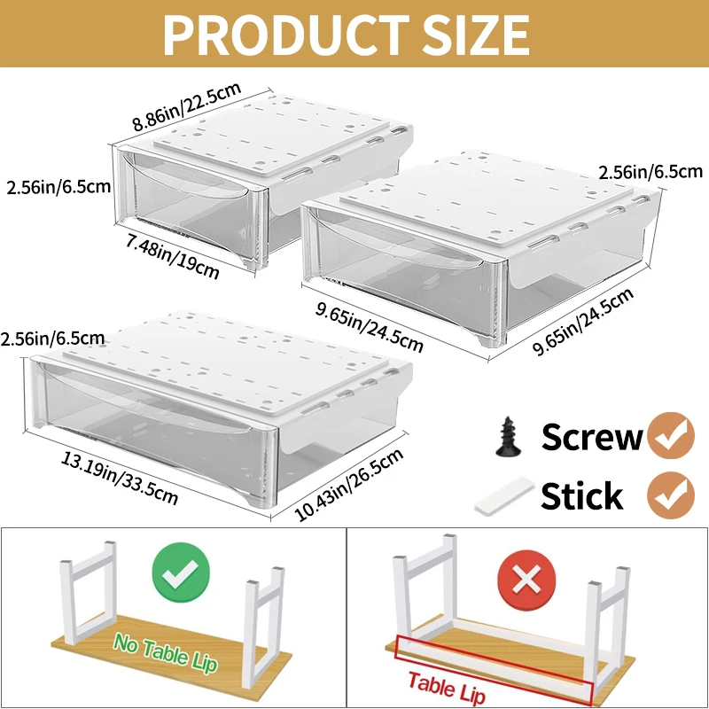 منظم تخزين الأدراج تحت المكتب: إضافة معلقة على الحائط - للمساكن ومحطات العمل والمكاتب المكتبية