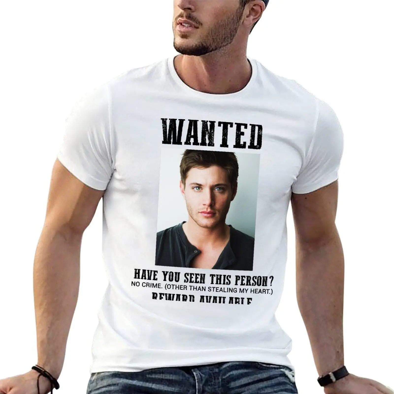 

wanted: jensen ackles T-Shirt t shirts with prints mens graphic t shirts man t shirt heavy cotton T-shirt