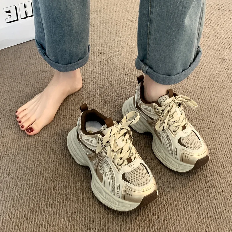 Scarpe da ginnastica vintage con suola spessa per papà da donna Scarpe da ginnastica casual rosse Ancora foderate in pile Scarpe da donna traspiranti