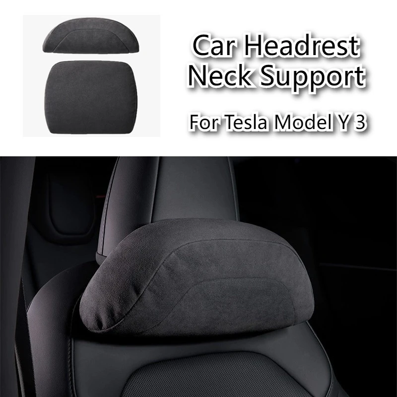 

Подголовник автомобиля, поддержка шеи для Tesla Model 3 Y, подголовник, поясничная подушка для спинки, замшевая подушка с отскоком, аксессуары для защиты шеи