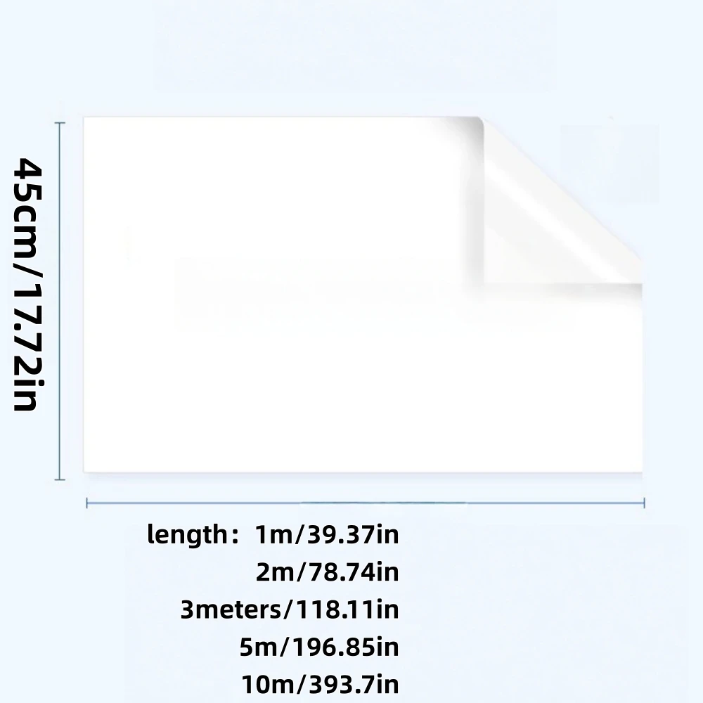 1roll 1/2/3/5/10mX45cm Static Adsorption Whiteboard Wall Sticker, Non Adhesive Reusable Dry Erase White Board Film for Home