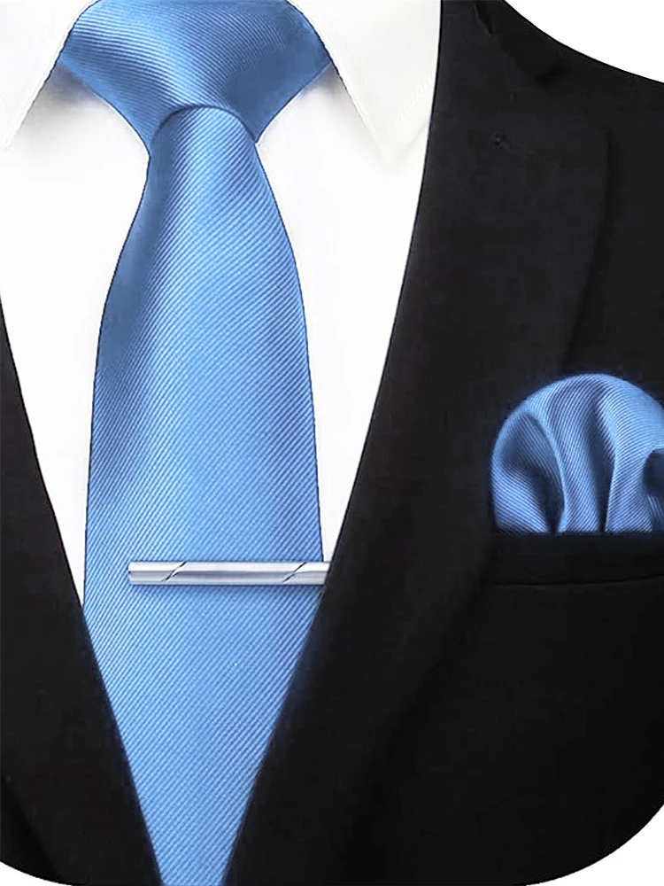 JEMYGINS Solide Grün Blau Männer Mode Krawatte Taschentuch Krawatte Clip für Smoking Zubehör Klassische Seide Luxus Krawatte für Mann Geschenk – Detail 19