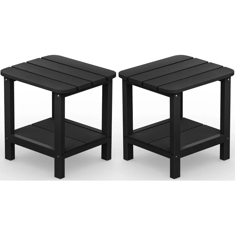 Double Adirondack Side Set of 2, Table Rectangular End Table, Black