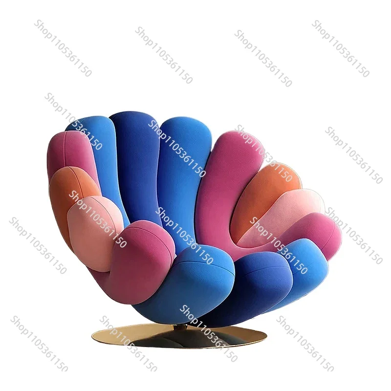 Light luxury single anemone rotating chair can lie down color matching solid color leisure chair