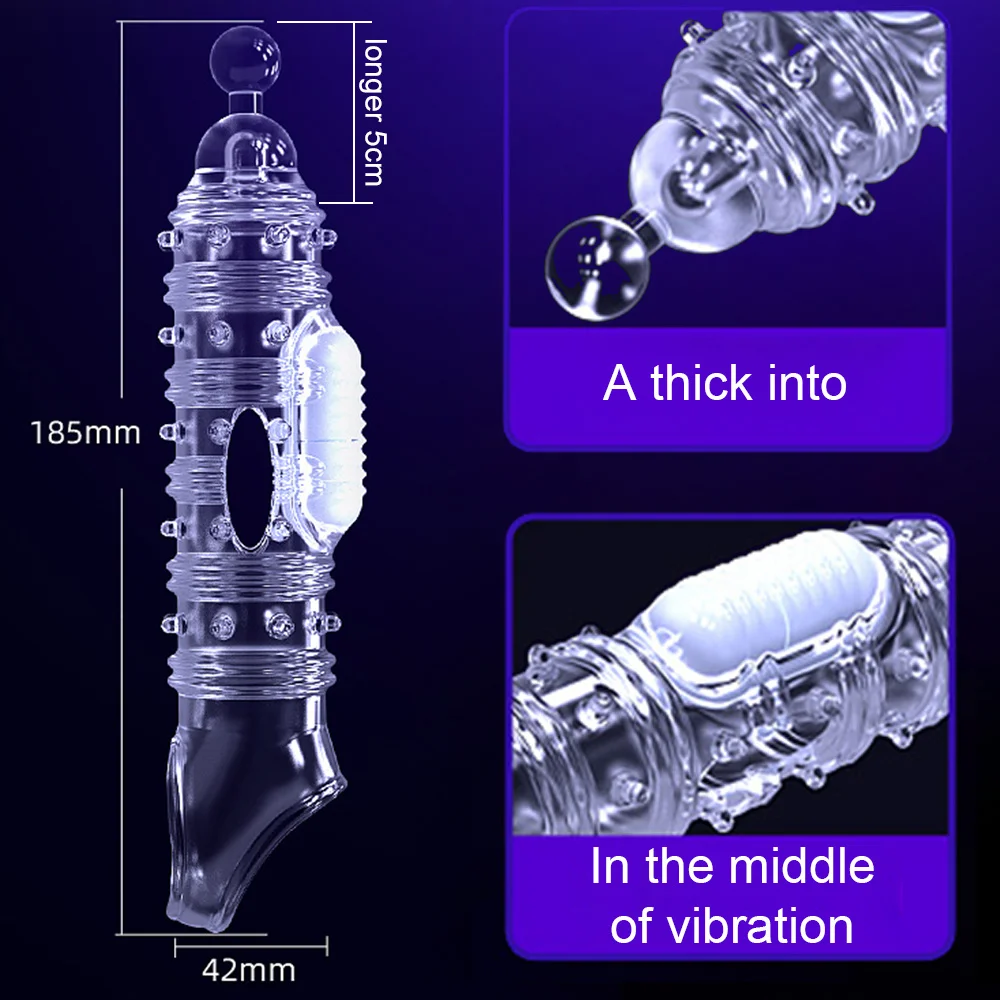 男性用ペニススリーブ延長バイブレーター,拡大遅延,マッサージャー,コックリング,振動ペニスカバー,男性用セックス玩具