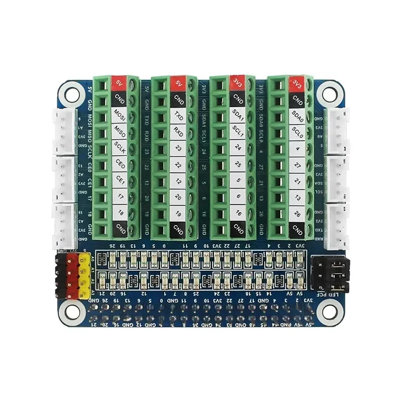 Raspberry Pi 5 GPIO Status LED Terminal Block Breakout Board HAT ADC/DCA Sensor for Raspberry Pi 4B 3B  3A  Test Expansion Board