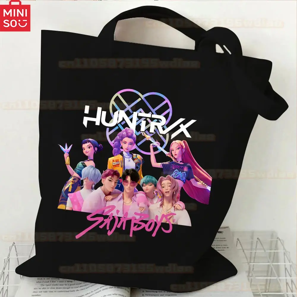 KPop Demon Hunters Rumi Mira Zoey Saja Boys Anime Cosplay Handbags Students Printed Canvas Bags Halloween Costume Accessory Gift