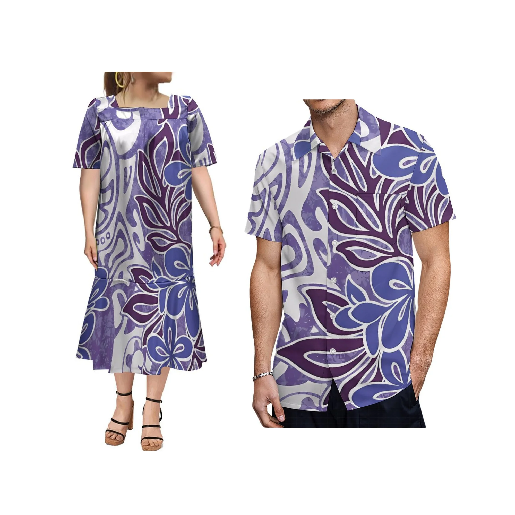 Robe Mumu personnalisée pour femme, jupe en queue de poisson, chemise à manches courtes pour couple, été