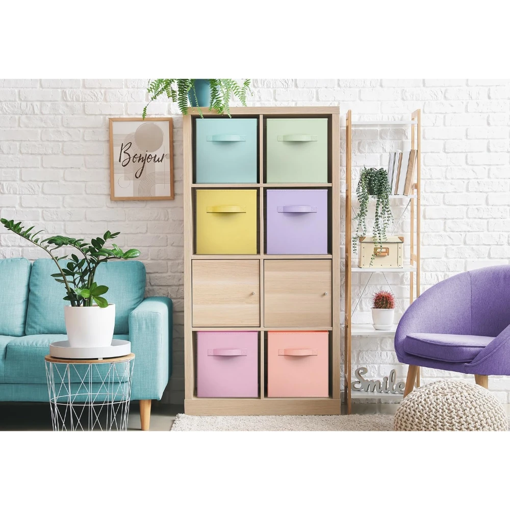 2 Stück Dicke Faltbare Stoff-Aufbewahrungsboxen, 33 cm Behälter mit Verstärkten Griffen, Neutraler Organizer für Kleidung, Spielzeug & Geschenke – Detail 6