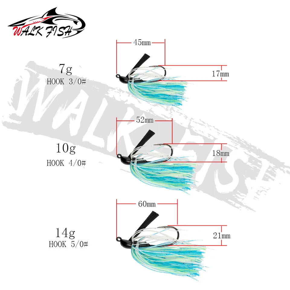 WALK FISH Jig Hook Bait 7g 10g 14g Spinner Baits Weedless Fishing Lure Buzzbait Wobbler for Bass Pike Walleye Fish Chatterbait