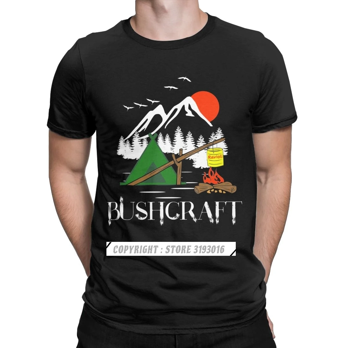 Bushcraft Tshirt Men Camping Mountain Travel Wild Survival Funny Cotton Tees Round Neck T Shirts Printing