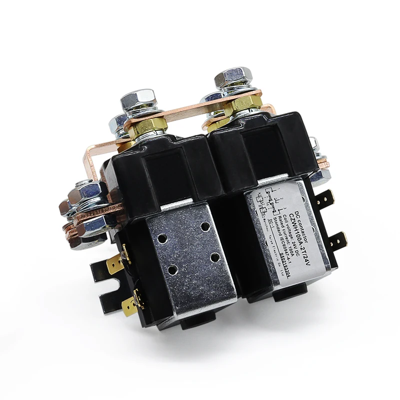 100A DC Contactor 12V 24V 36V 2NO2NC Switching Type Double Coil For Electric Vehicle Tractor CZWH100A-2T