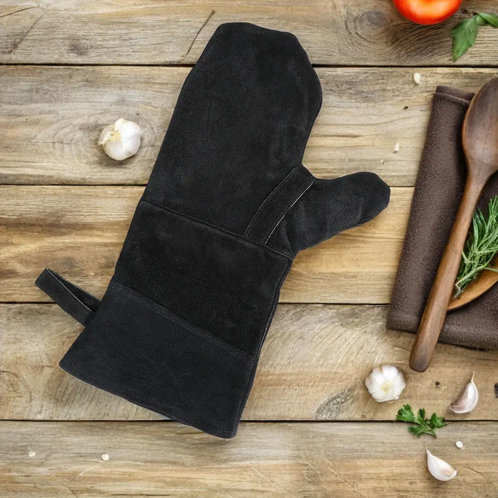 3Pcs Heat Resistant Black Oven Gloves Finger Design for Bbq Grilling Baking Cooking Kitchen Protective Potholders view 5
