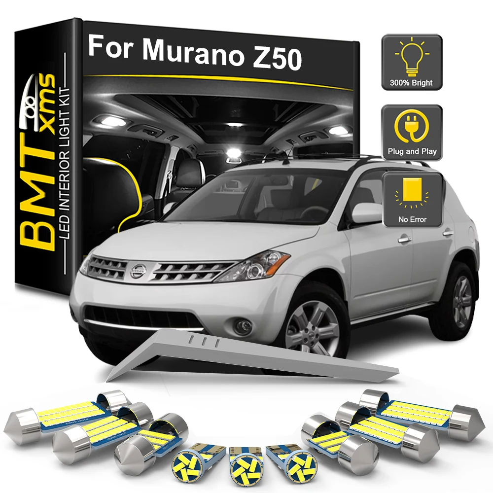 

BMTxms 15 шт. комплект светодиодных внутренних ламп Canbus для Nissan Murano Z50 MK1 1 I 2003 2004 2005 2006 2007 автомобильный внутренний багажник