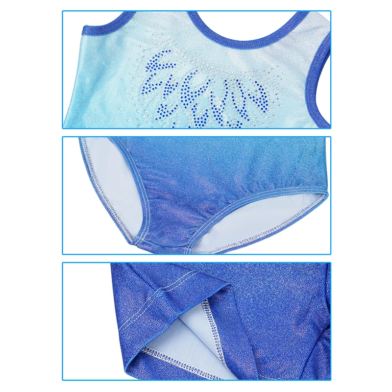 Three-piece Set Girls Sleeveless Gymnastics Leotards with Shorts and Scrunchies Dancewear Gym Training Leotard