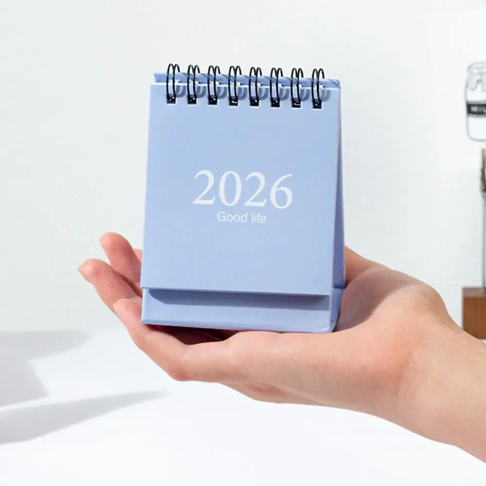 Mini Portable Calendar 2026 Desk Calendar 2026 Mini Desk Calendar with Stickers Portable Standing Flip Desktop Planner for Home
