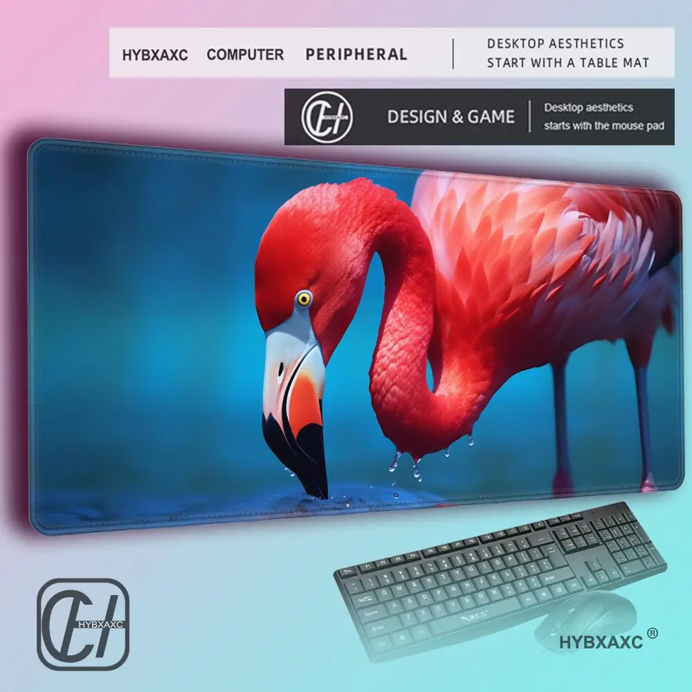 HYBXAXC Flamingo Mouse Pad Non-slip Locking Edge DeskMat PC Laptop Accessories Rubber Office Keyboard Large Game XXL Carpet