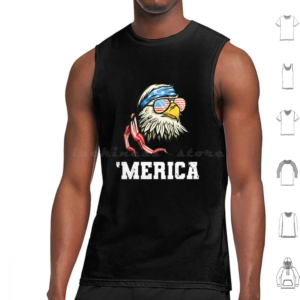 4th Of July Merica Patriotic Veterans Usa Flag Bald Eagle Tank Tops Print Cotton 4th Of July Merica Usa America Day