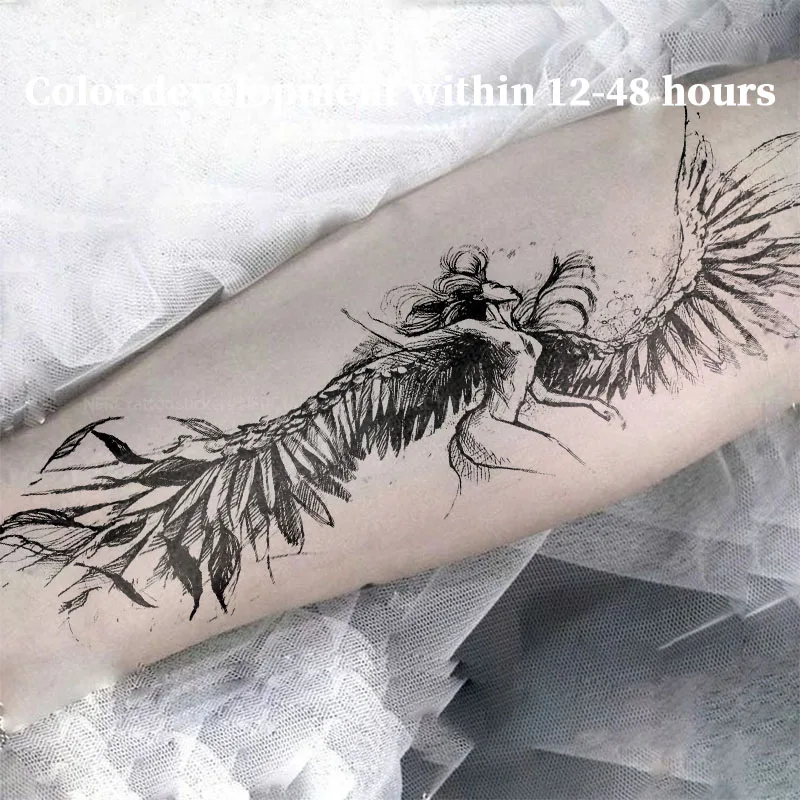 Dark Sketch Siren Mermaid Herbal Juice Tattoo Sticker Fake Temporary Tattoos Stickers Sexy Adult Girl Tool Tatuaje Cheap Goods
