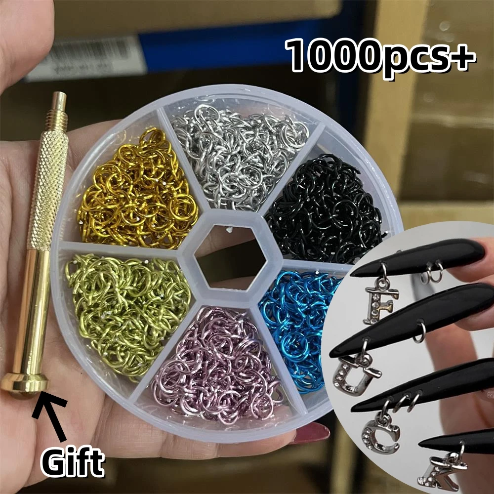 1000pcs+ Metal Rivet Nail Decoration 3D Gothic Metal Alloy Rings Piercing Jewelry Loops Hoop Pierced Punk Dangle DIY Charms Y2K*